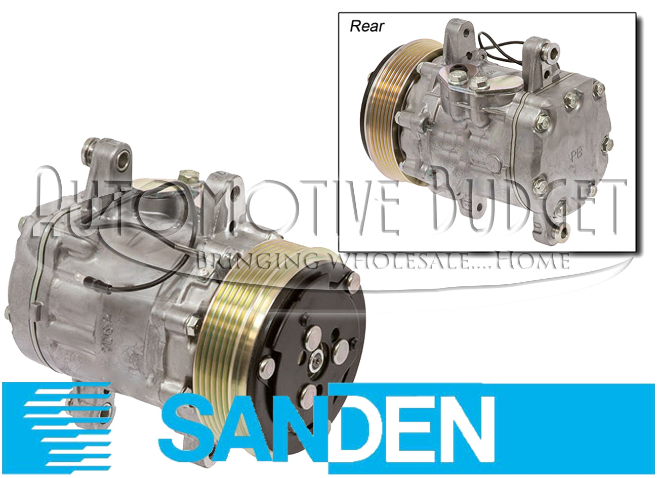 A/C Compressor w/Clutch for Sanden 7176 - 6GR SD7B10 Swing Mount - NEW OEM